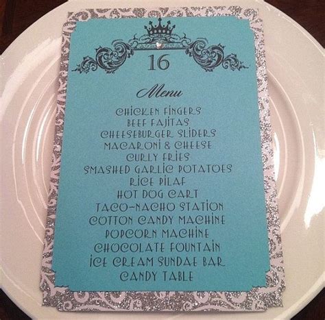 sweet 16 party menu